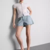 Pamut-denim A-vonalú rövidnadrág