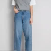 Pamut denim, keskenyedő, egyenes szárú farmer
