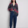 Pamut denim magas derekú, keskeny szárú farmer