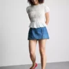 Pamut denim mini szoknya