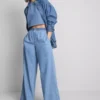 Széles szárú pamut denim edzőnadrág