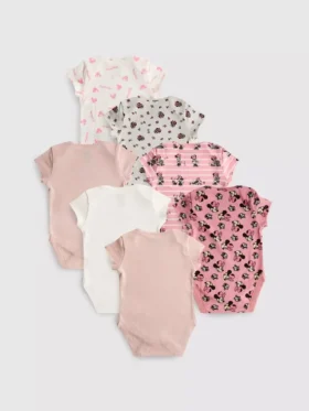 0–36 hónap | 7 db-os csomag Disney Minnie Mouse rövid ujjú body