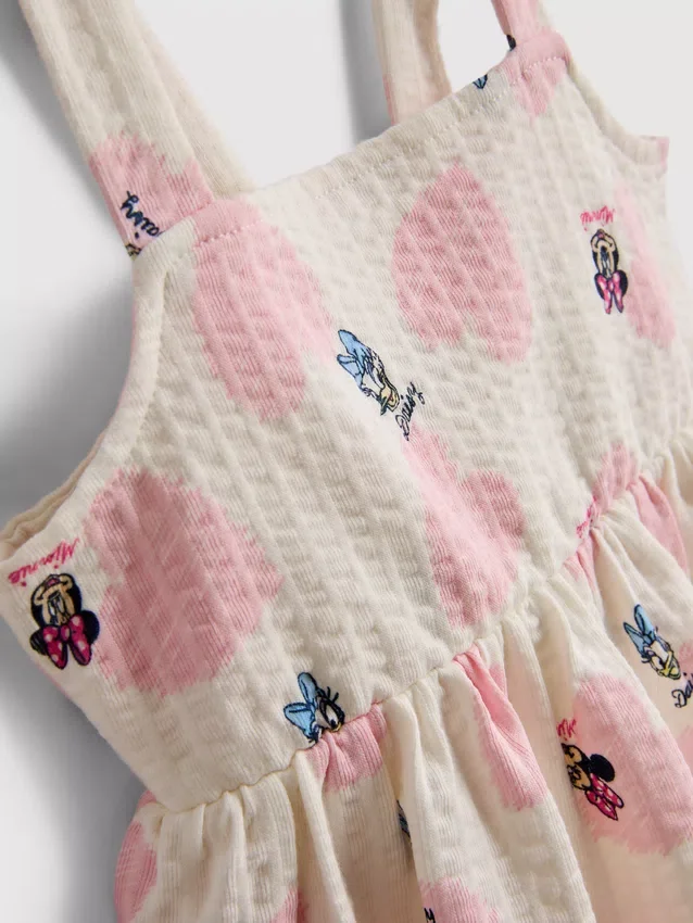 0–36 hónap | Disney Minnie Egér és Daisy Kacsa mintás, texturált smockruha