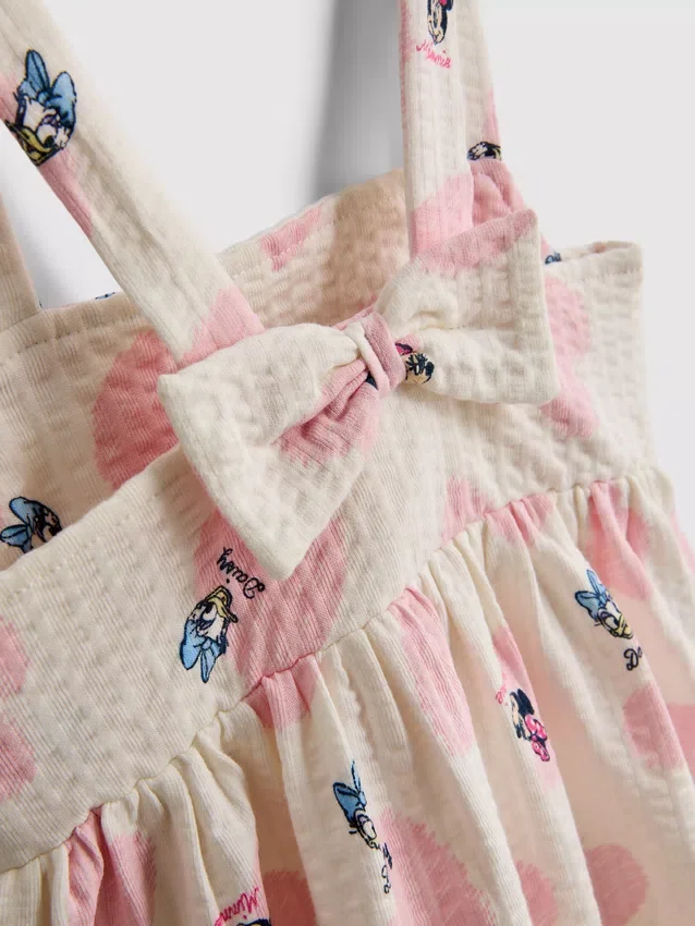 0–36 hónap | Disney Minnie Egér és Daisy Kacsa mintás, texturált smockruha