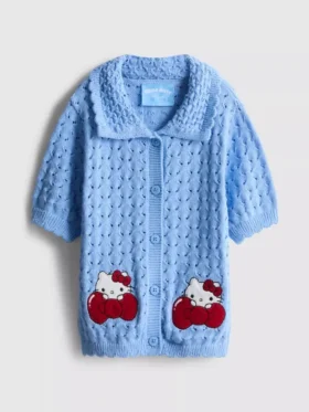 1,5–8 év | Hello Kitty galléros, rövid ujjú kardigán