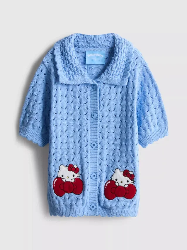 1,5–8 év | Hello Kitty galléros, rövid ujjú kardigán