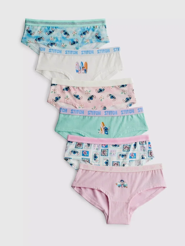 2–15 éves korosztály | 6 db-os csomag Disney Stitch hipster alsónadrág
