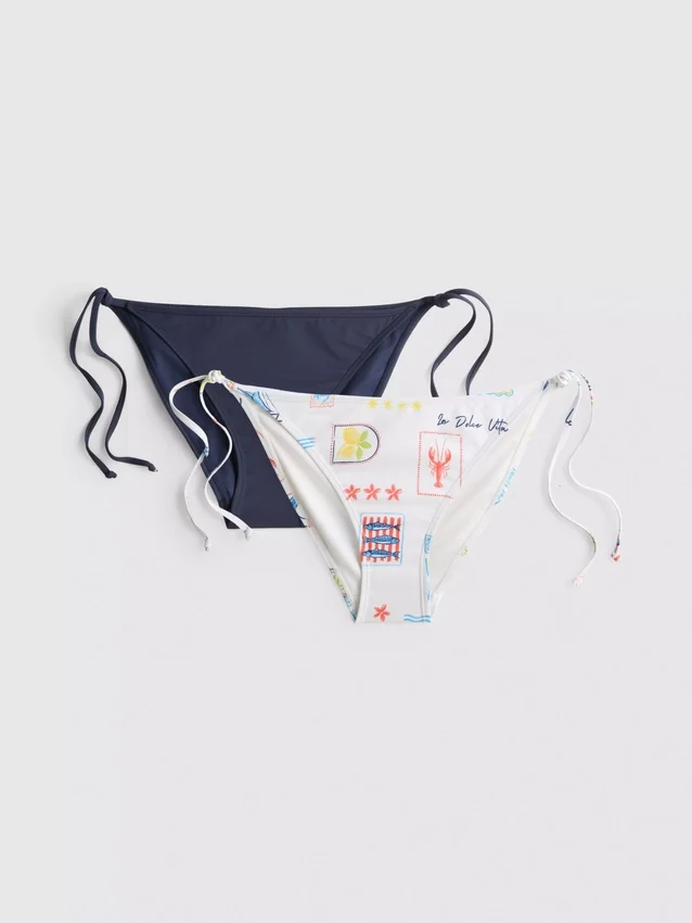 2 db mintás, oldalt kötős bikini alsó