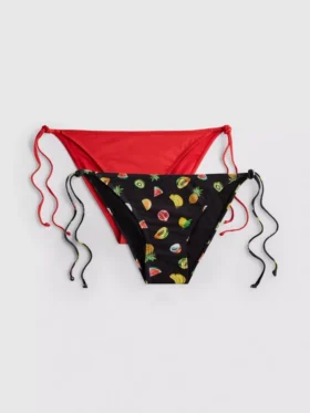 2 db mintás, oldalt kötős bikini alsó