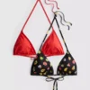 2 db-os nyomtatott háromszög alakú bikini felső