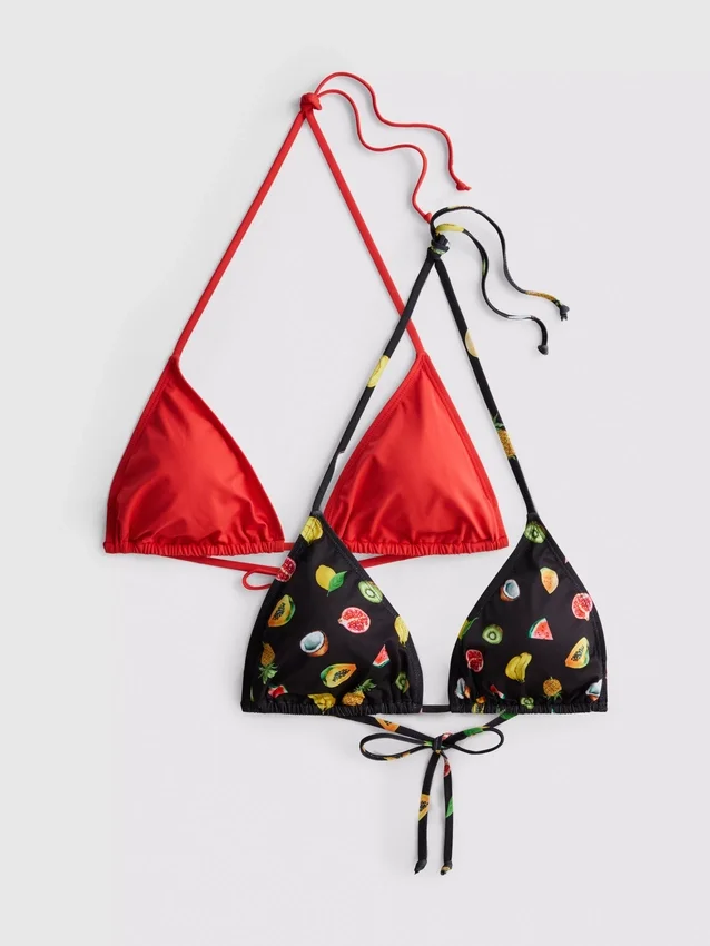 2 db-os nyomtatott háromszög alakú bikini felső