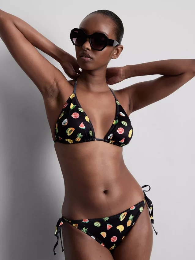 2 db-os nyomtatott háromszög alakú bikini felső