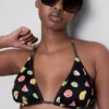 2 db-os nyomtatott háromszög alakú bikini felső