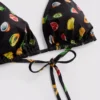 2 db-os nyomtatott háromszög alakú bikini felső