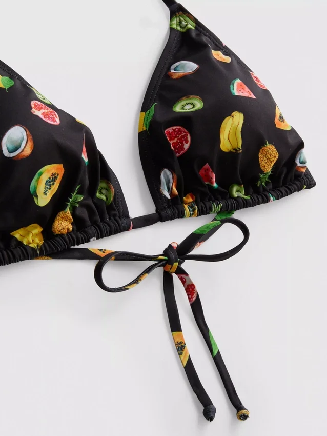 2 db-os nyomtatott háromszög alakú bikini felső