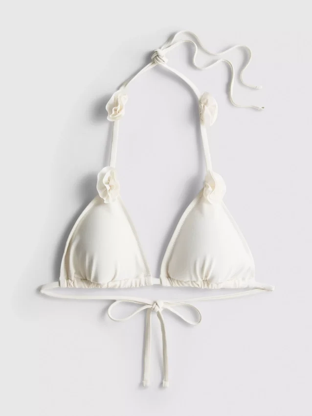 3D-s virágmintás háromszög alakú bikini felső