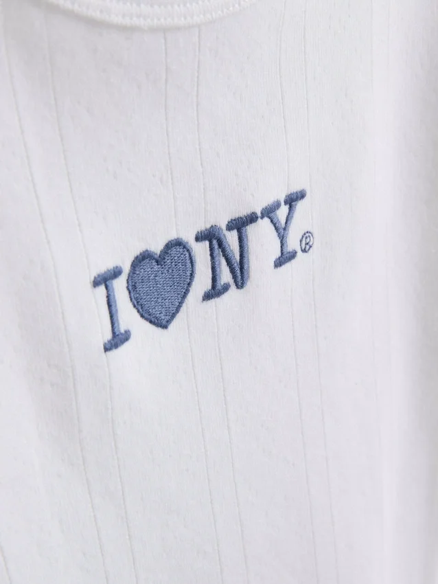 7–15 éves korosztály | „I Love New York” feliratú hímzett póló