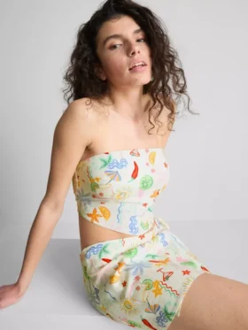 A Primark-kollekció | Nyomtatott, ívelt bandeau felső