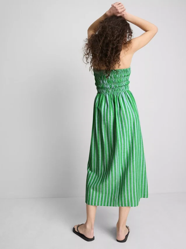 A Primark-kollekció | Ráncolt csíkos bandeau midi ruha