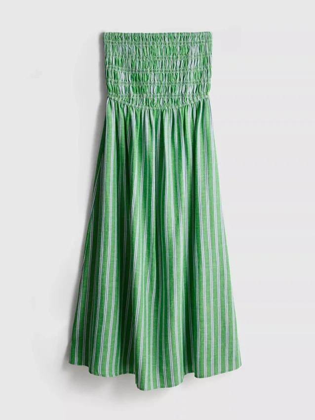 A Primark-kollekció | Ráncolt csíkos bandeau midi ruha