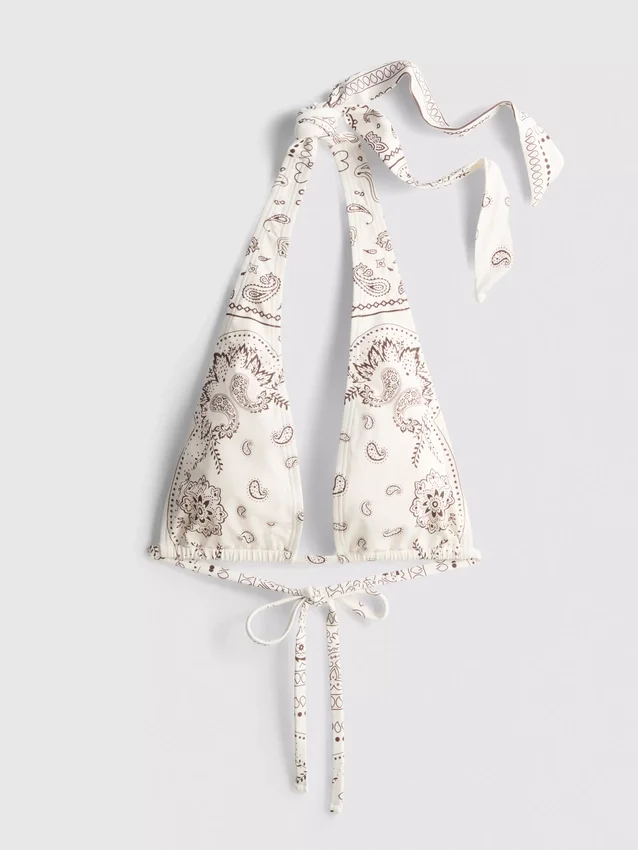 Bandana-mintás, nyakpántos bikini felső
