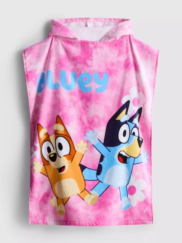 Bluey kapucnis frottír poncsó