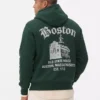 Boston grafikás kapucnis pulóver