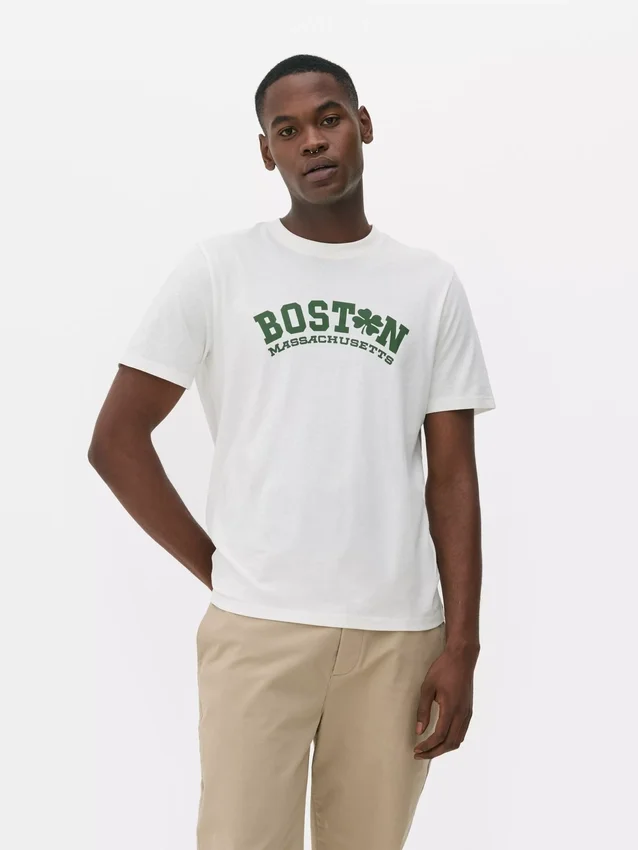 Boston-nyomtatott póló