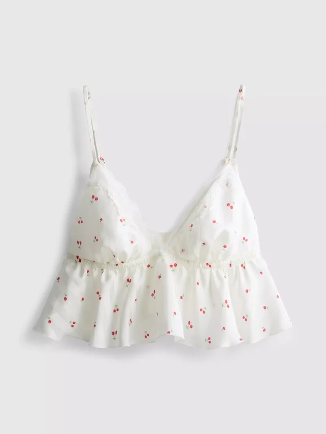 Cseresznye színű, csipkés szegélyű, lebegő bralette