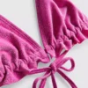 Csillogó, fodros háromszög alakú bikini felső