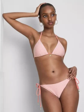 Csíkos tengeri csillag mintás háromszög alakú bikini felső