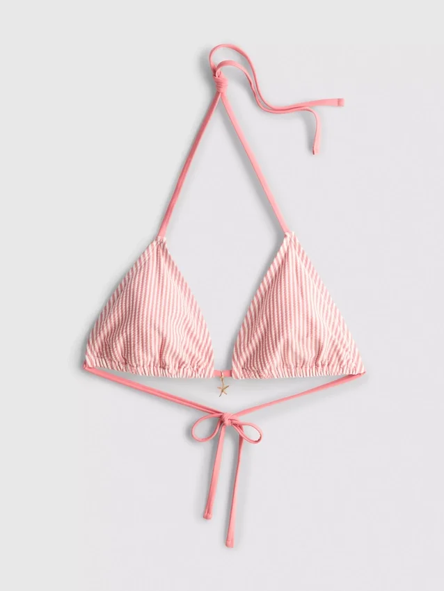 Csíkos tengeri csillag mintás háromszög alakú bikini felső