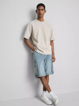 Denim cargo rövidnadrág