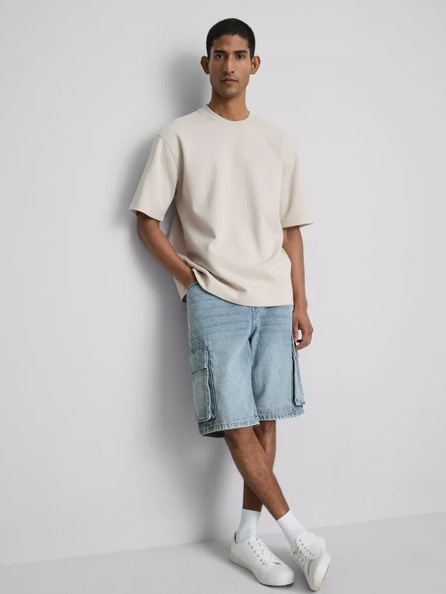 Denim cargo rövidnadrág