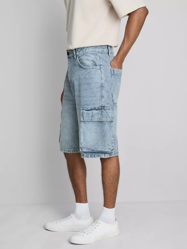 Denim cargo rövidnadrág