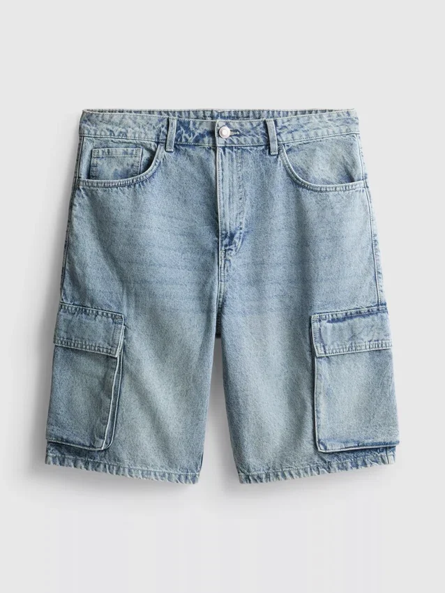 Denim cargo rövidnadrág