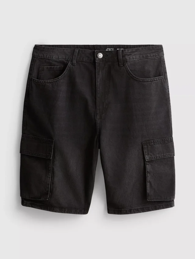 Denim cargo rövidnadrág