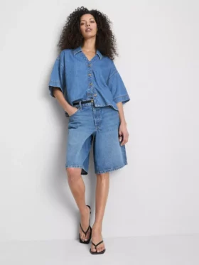 Denim rövid ujjú ing