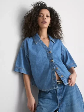 Denim rövid ujjú ing
