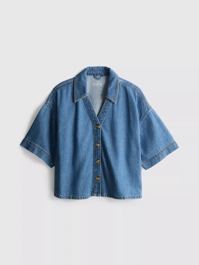 Denim rövid ujjú ing