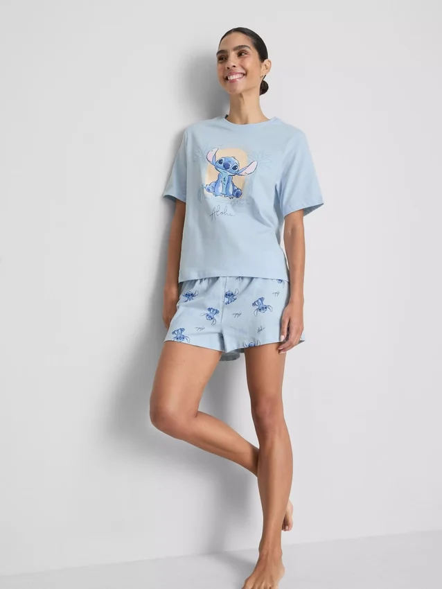 Disney Stitch pamut mintás rövidnadrágos pizsama