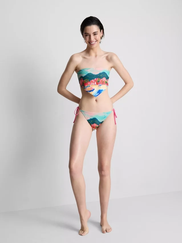 Festői mintás bandana bikini felső