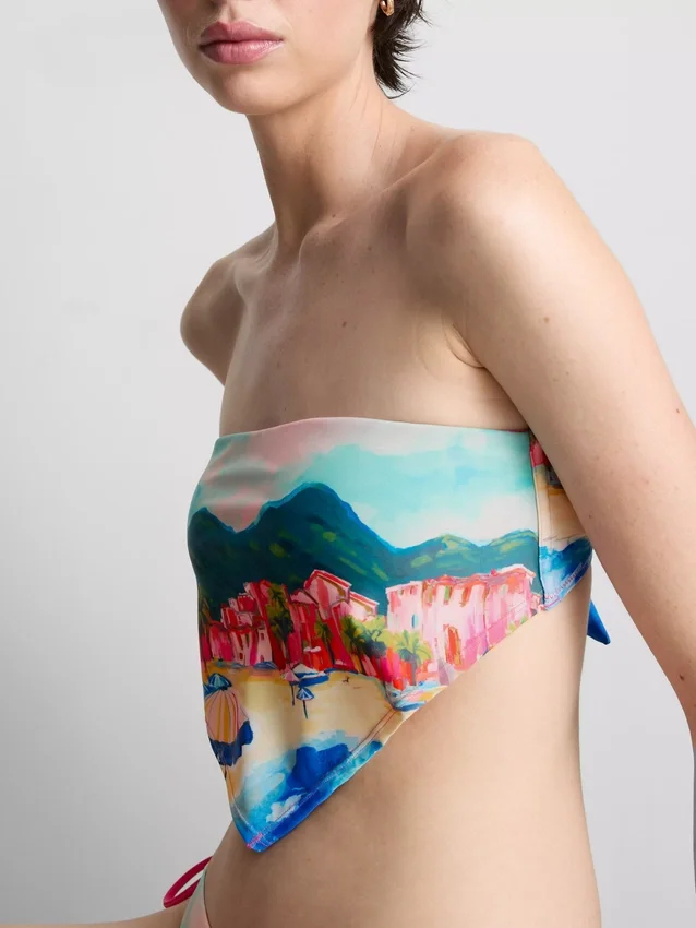 Festői mintás bandana bikini felső