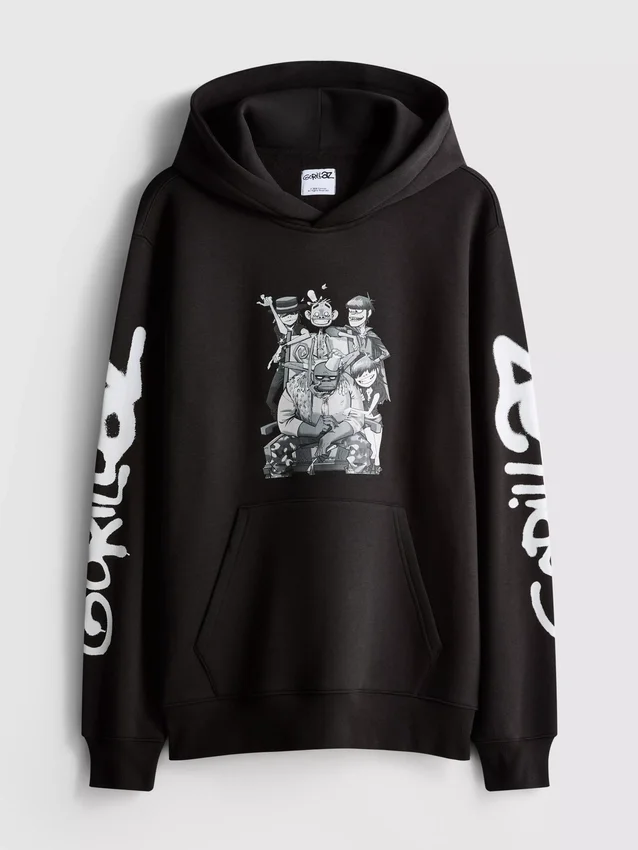 Gorillaz grafikás kapucnis pulóver
