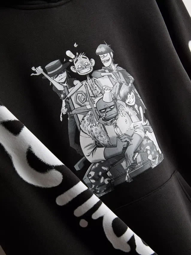 Gorillaz grafikás kapucnis pulóver