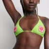 Gyöngyös virágmintás háromszög alakú bikini felső