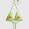 Gyöngyös virágmintás háromszög alakú bikini felső