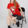 Hello Kitty pamut, laza szabású epres póló