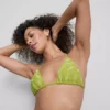 Hímzett halakkal díszített háromszög alakú bikini felső