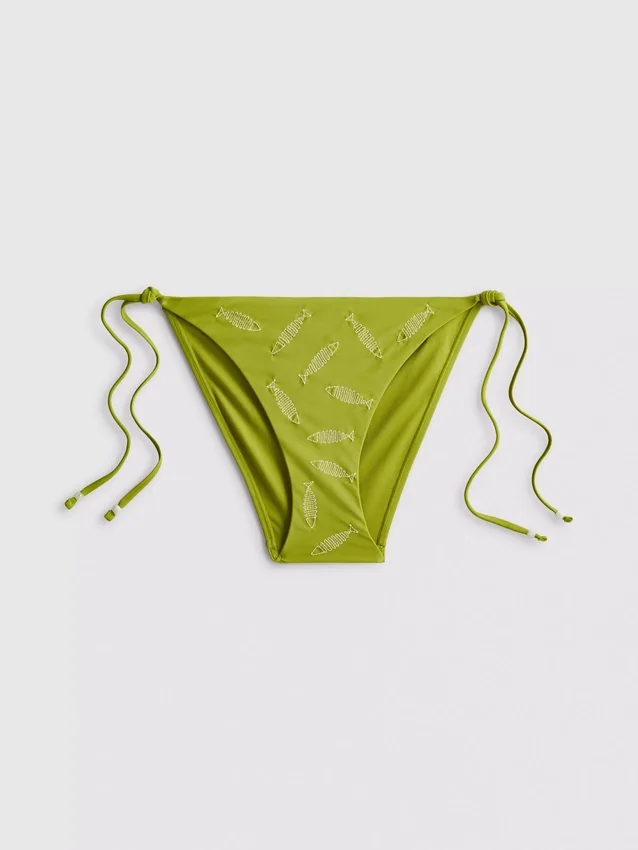 Hímzett, oldalt kötős bikini alsó